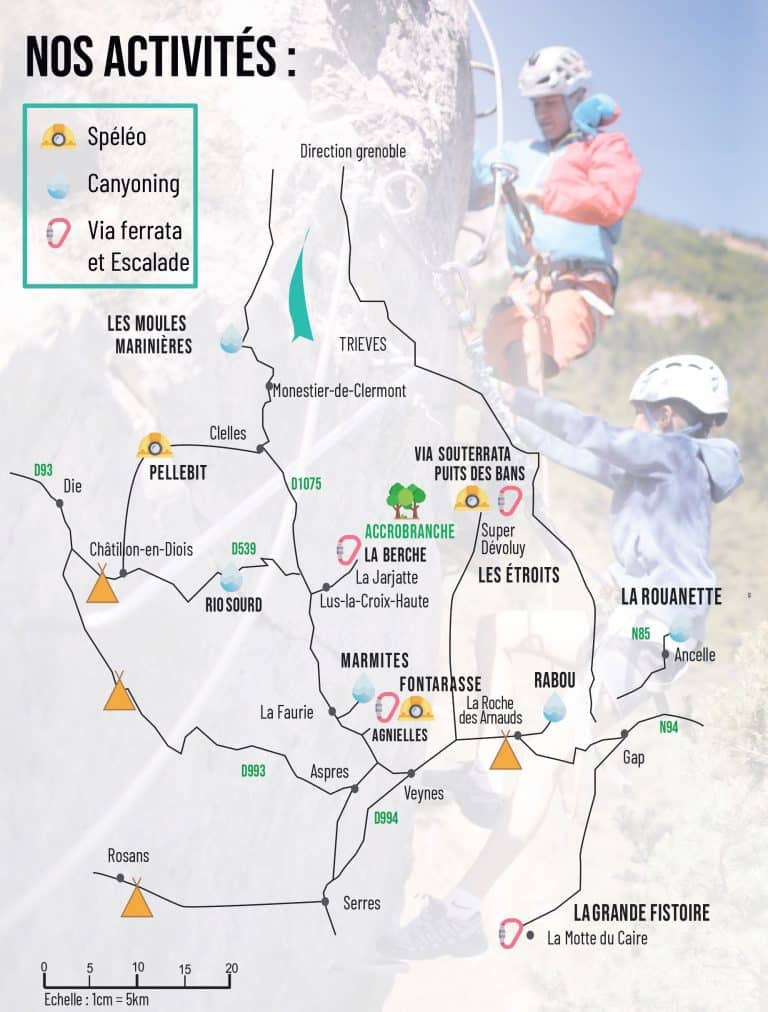 Carte activité en montagne zone hautes alpes